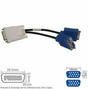 59 pin to Dual VGA Y-Splitter Cable